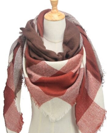 Woolen Brick Red and Coffee Brown Scarf