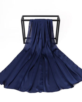 Navy Blue Silk Crepe Scarf