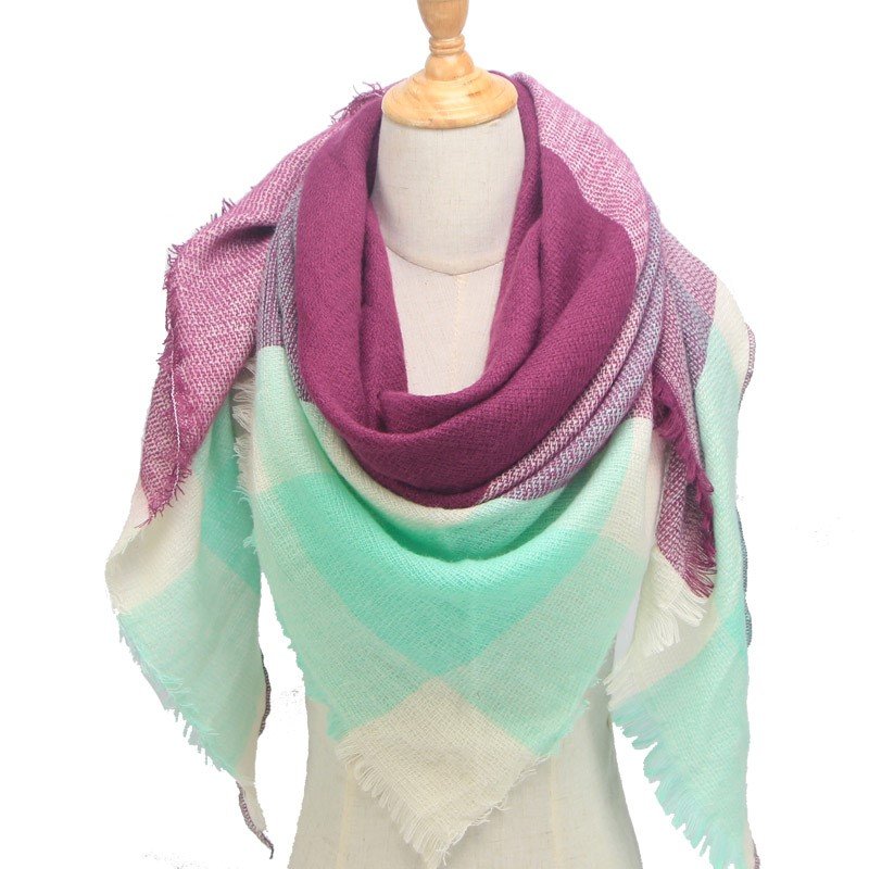 Woolen Pista Green and Magenta Scarf