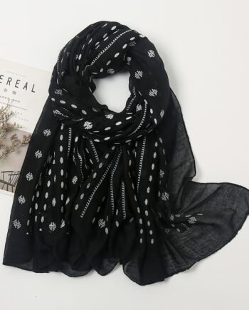 Black Printed Cotton Style Scarf