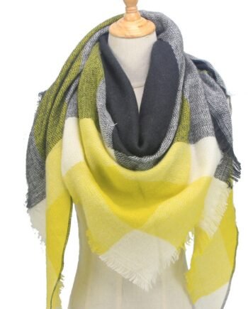 Woolen Yellow Black Gray White Scarf