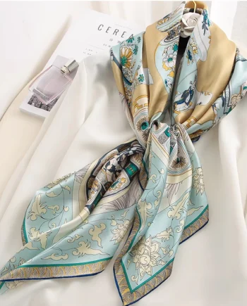 Aqua Green Silk Square Scarf