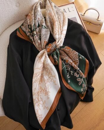 Grape Green Silk Square Scarf