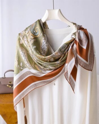 Green Garden Tile Silk Square Scarf