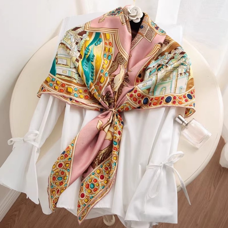 Pink Ruby Silk Square Scarf