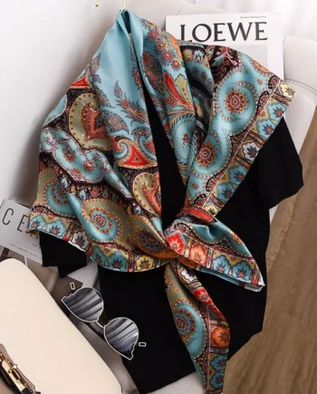 Antique Blue Silk Square Scarf